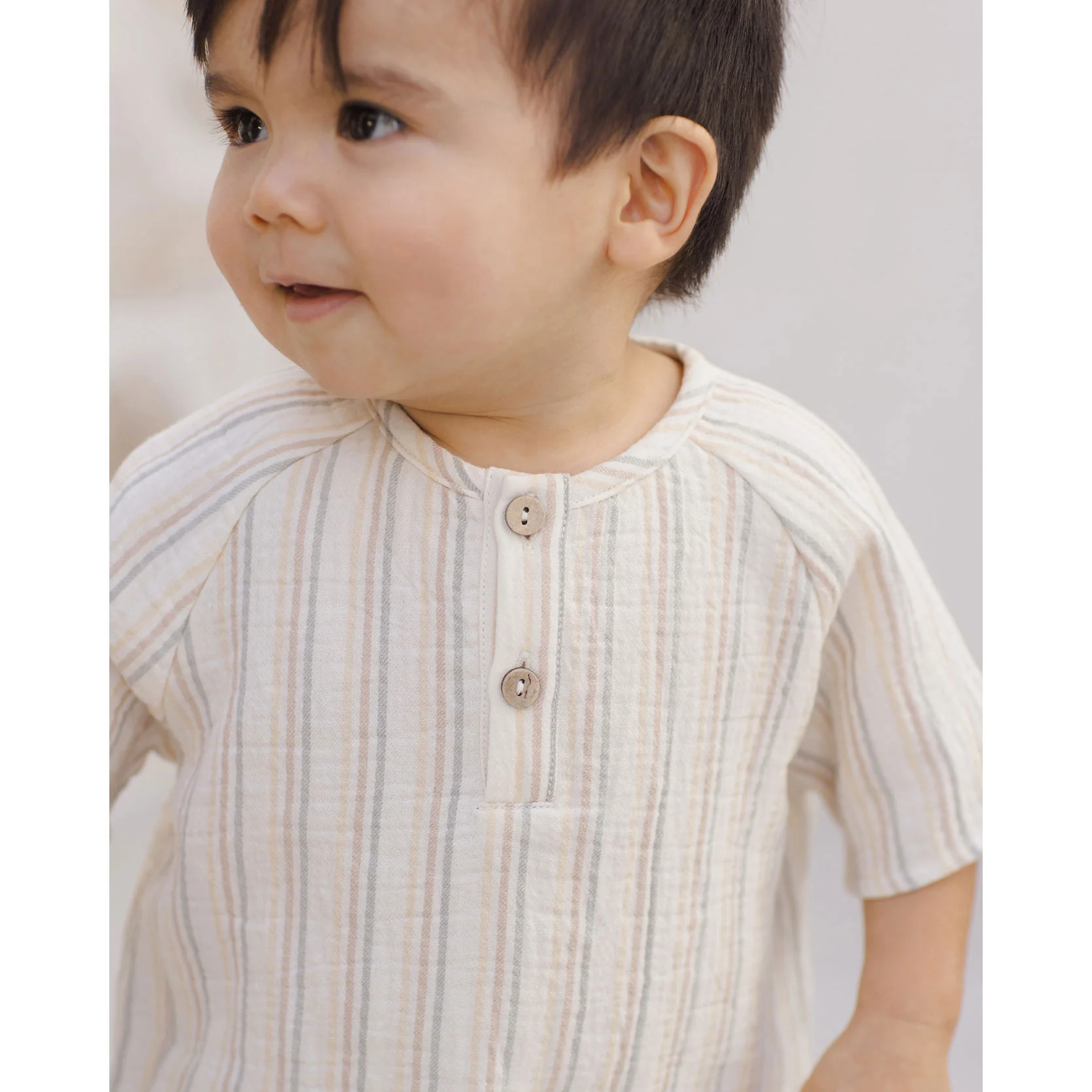 Quincy Mae Summer Stripe Short Sleeve Zion Shirt - Image 2
