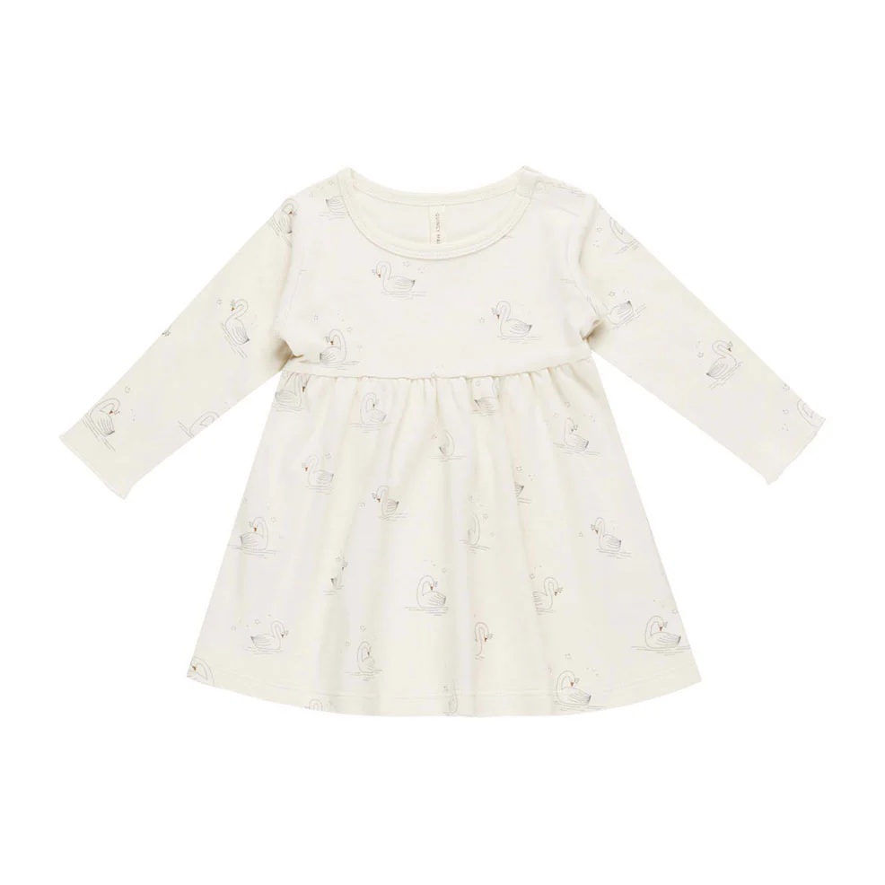 Quincy Mae Swan Long Sleeve Baby Dress