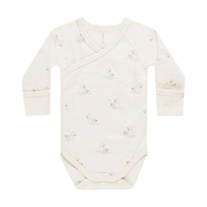 Quincy Mae Swan Side Snap Bodysuit
