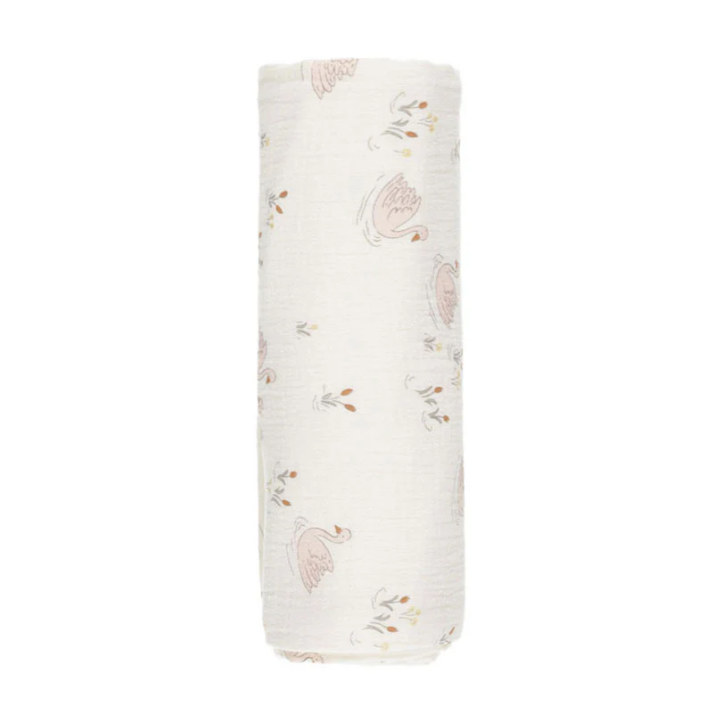 Quincy Mae Swans Woven Swaddle