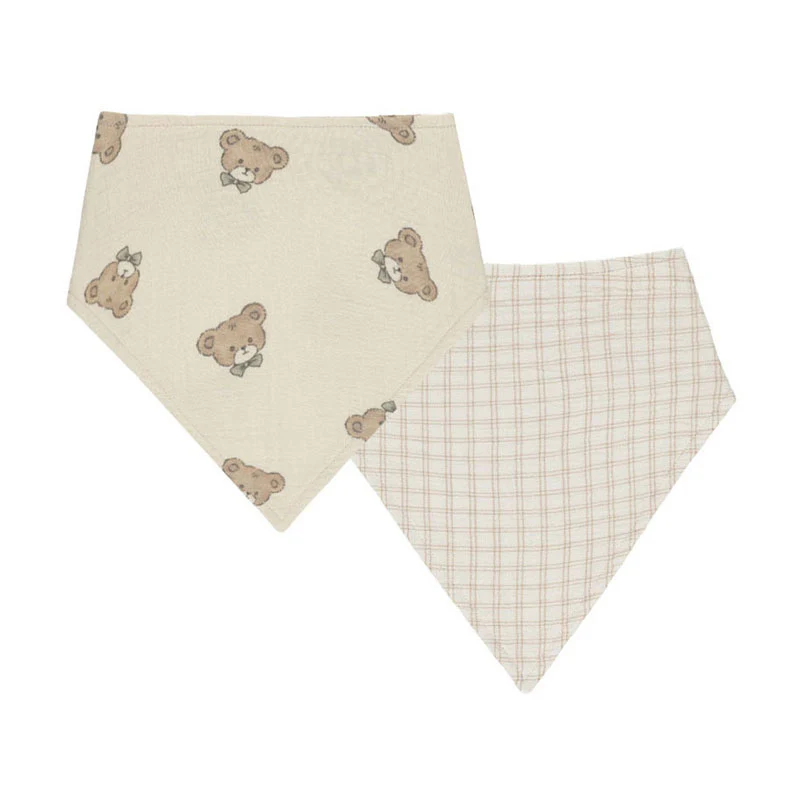 Quincy Mae Teddy, Oat Check Bandana Scarf, 2 Pack