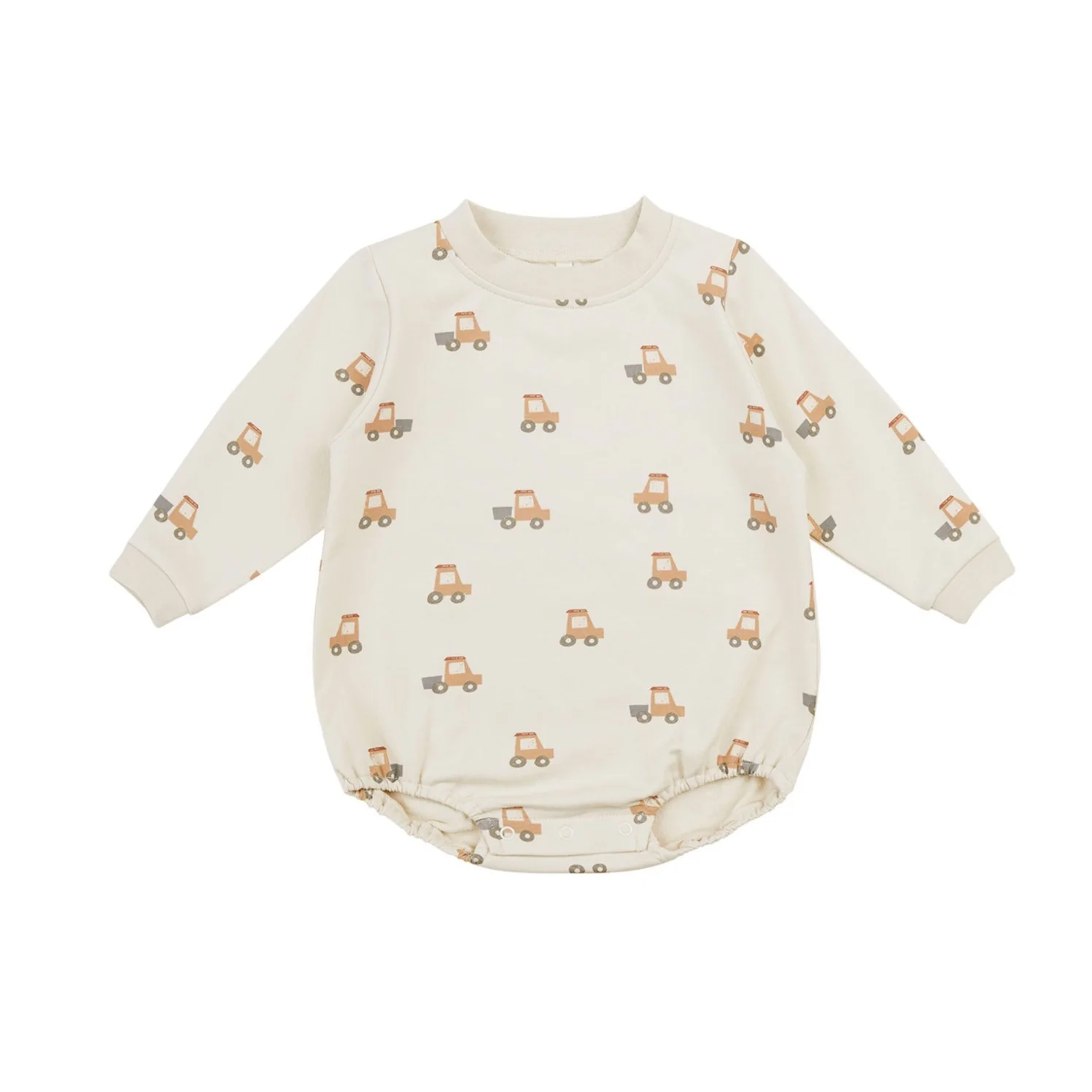 Quincy Mae Tractors Crewneck Bubble Romper