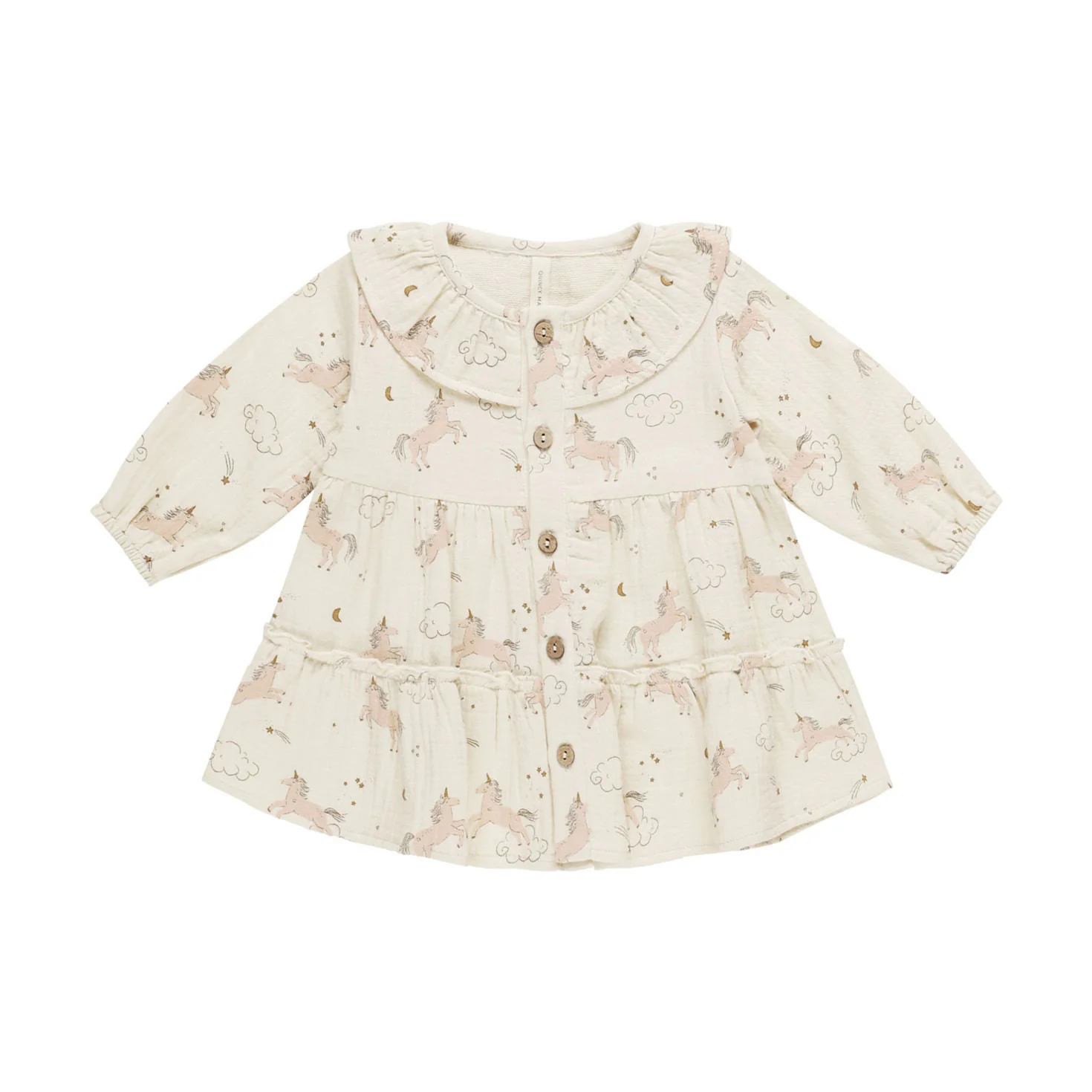 Quincy Mae Unicorn Ruffle Collar Button Dress