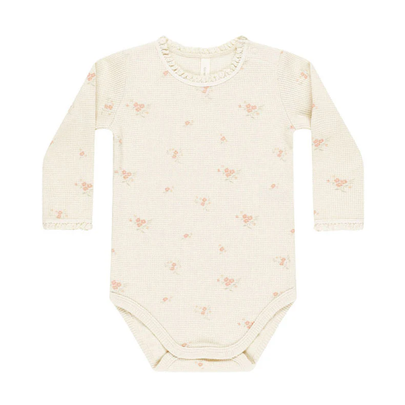 Quincy Mae Vintage Rose Waffle Long Sleeve Bodysuit