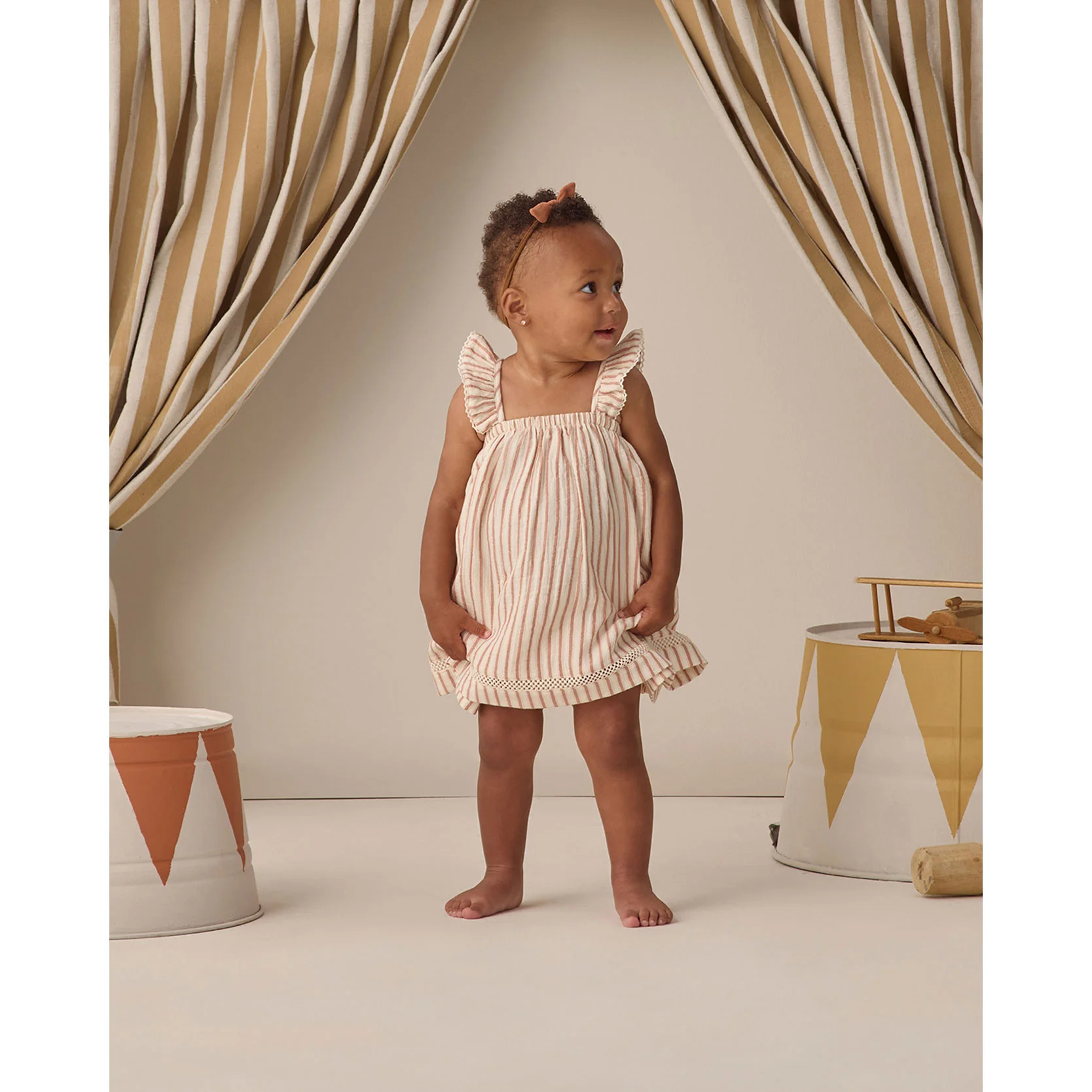 Quincy Mae Vintage Stripe Ruffle Tank Dress - Image 2