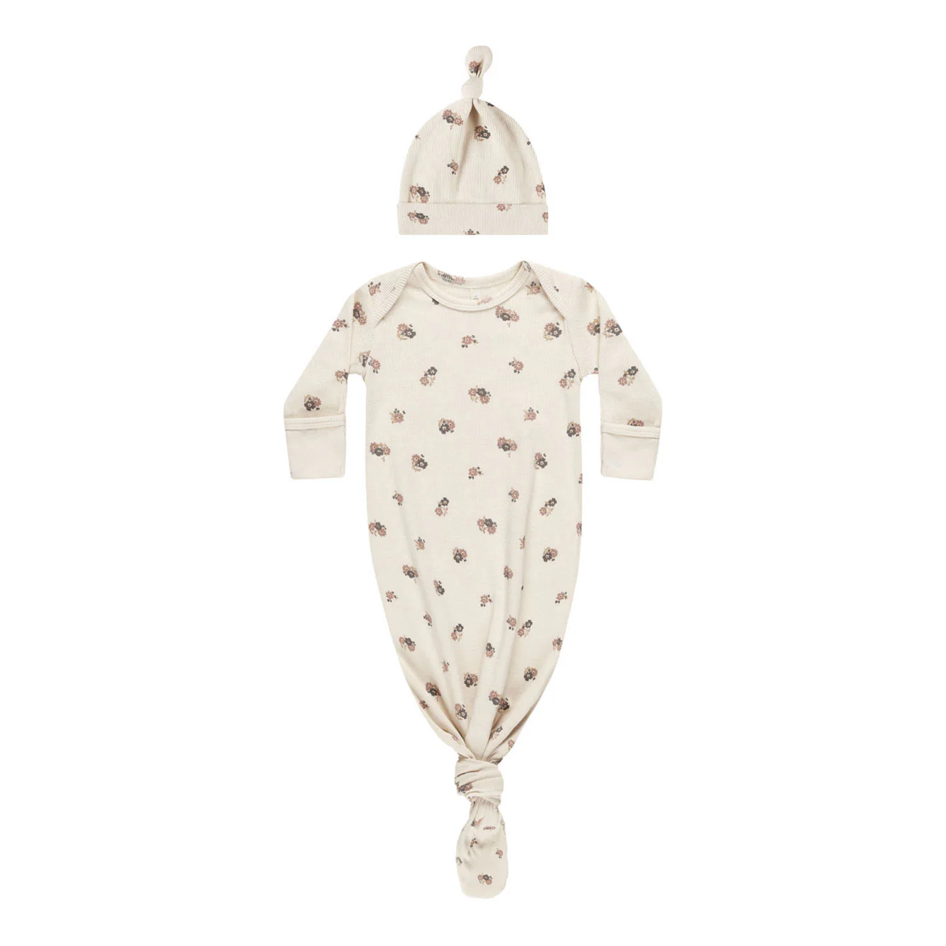 Quincy Mae Wild Flowers Knotted Baby Gown + Hat Set