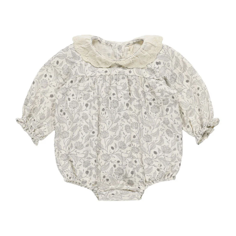 Quincy Mae Winter Floral Collared Bubble Romper