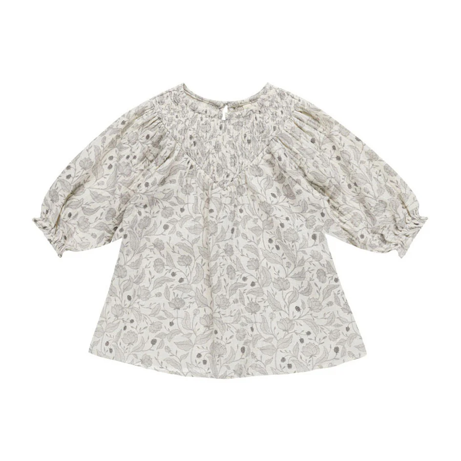 Quincy Mae Winter Floral V Smocked Dress
