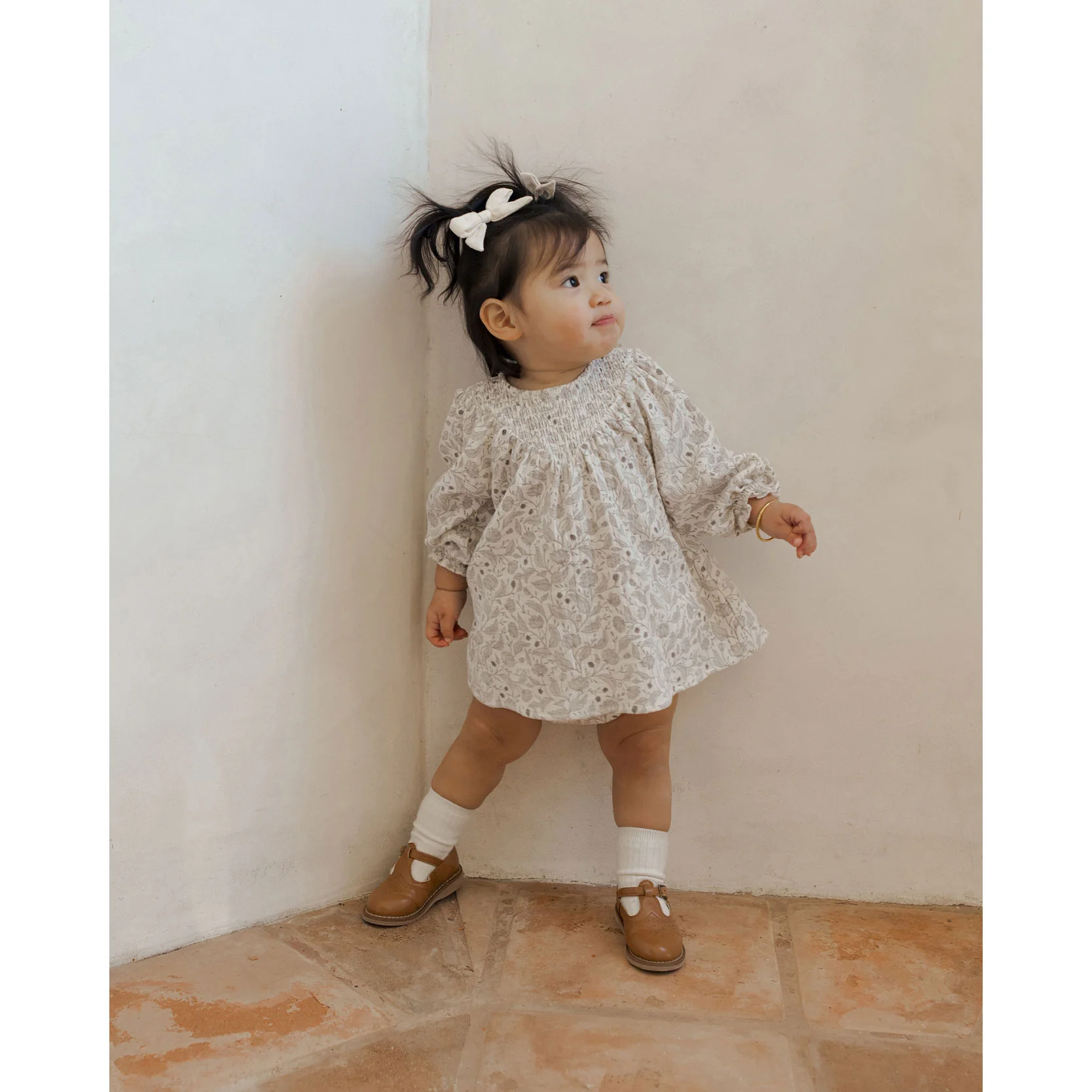 Quincy Mae Winter Floral V Smocked Dress - Image 3