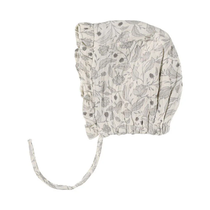 Quincy Mae Winter Floral Woven Ruffle Bonnet