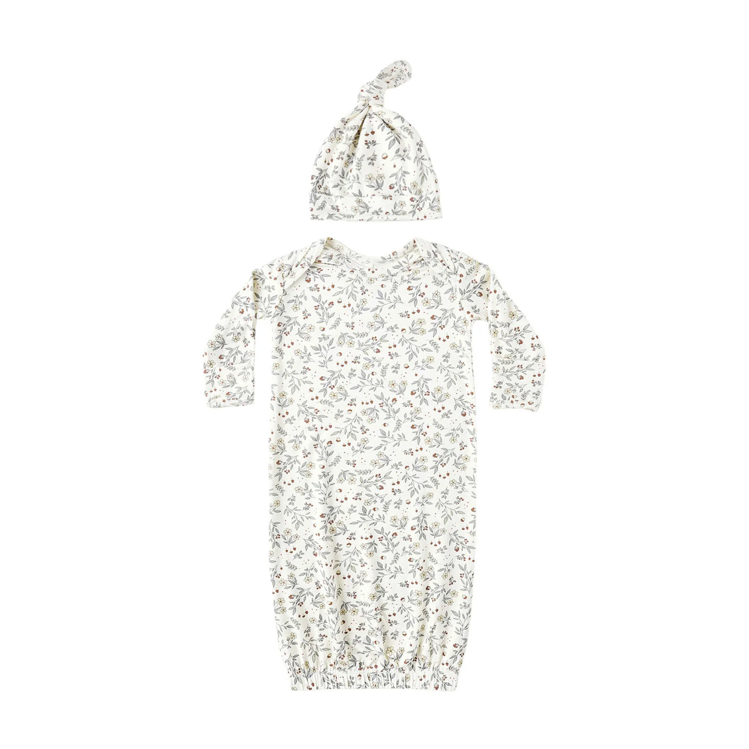 Quincy Mae Woodland Bamboo Baby Gown + Hat Set