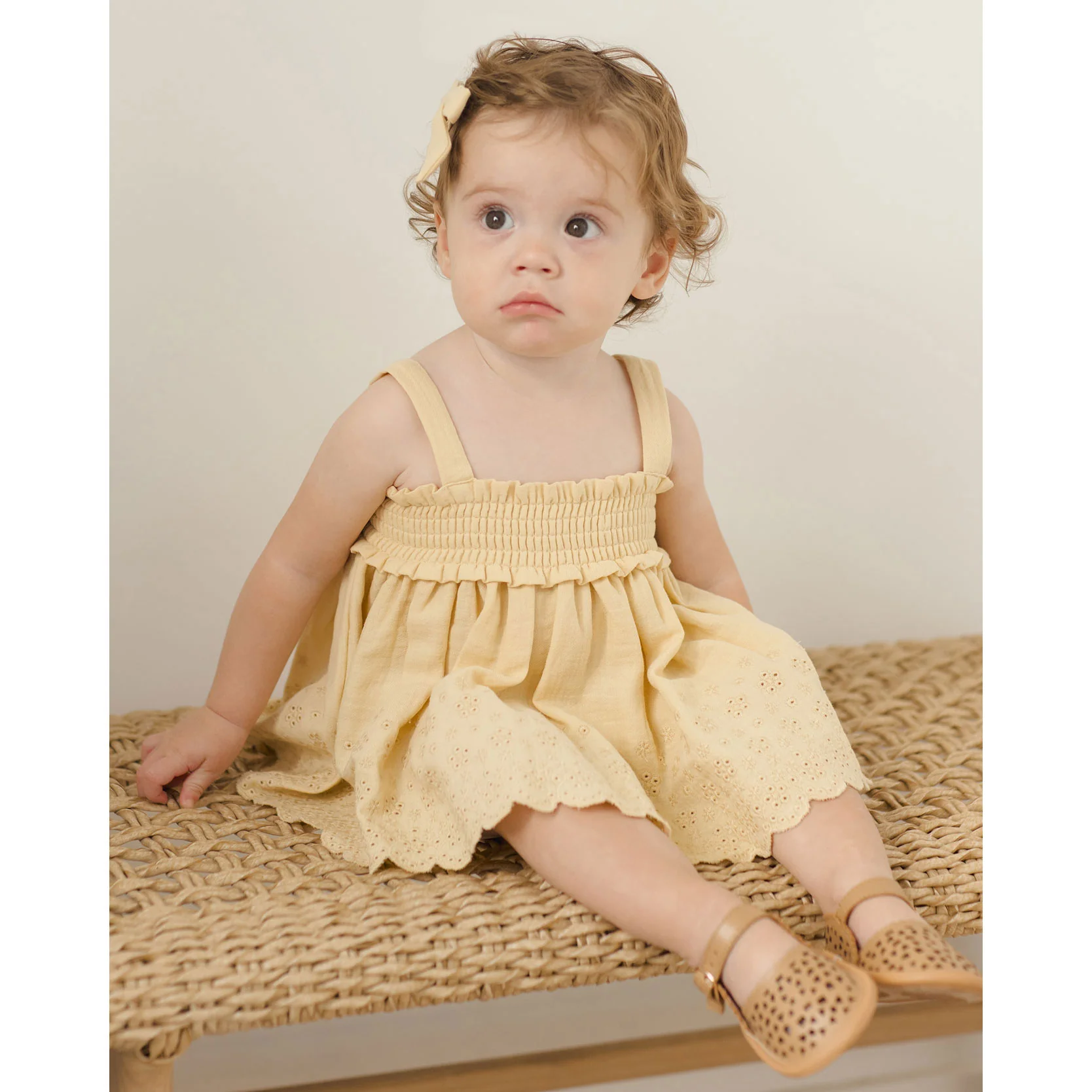 Quincy Mae Yellow Mae Smocked Top + Bloomer Set - Image 4