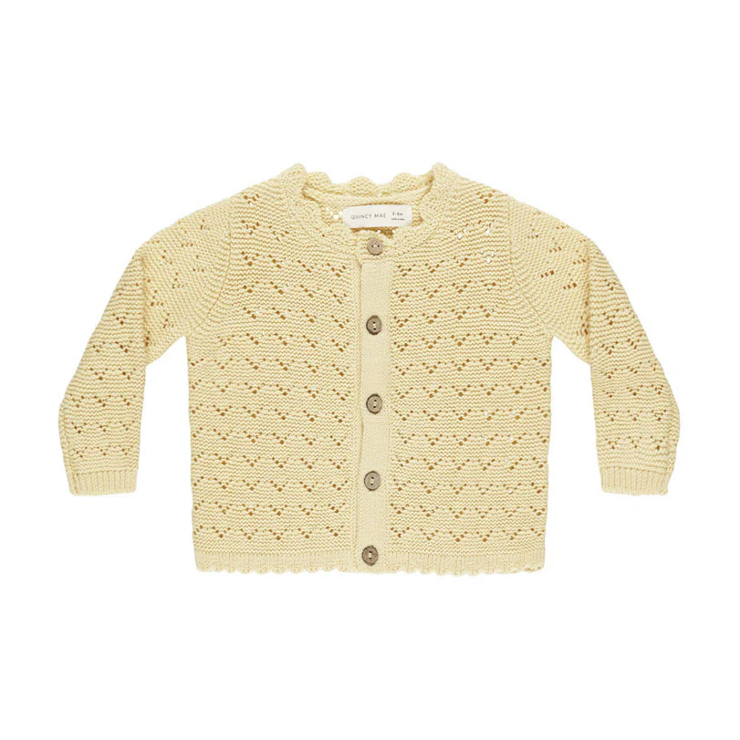 Quincy Mae Yellow Scalloped Cardigan