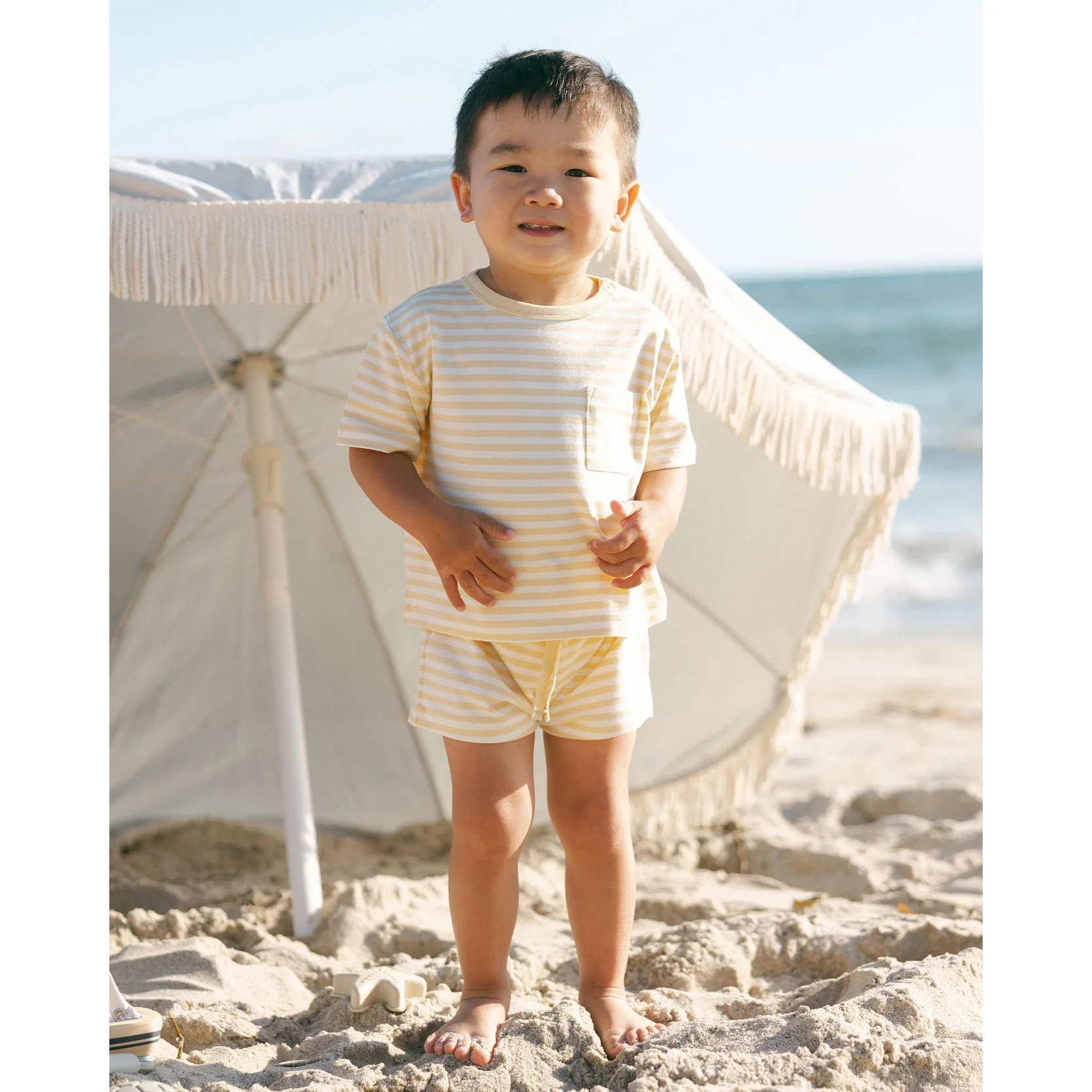 Quincy Mae Yellow Stripe Finn Rashguard + Short Set - Image 2