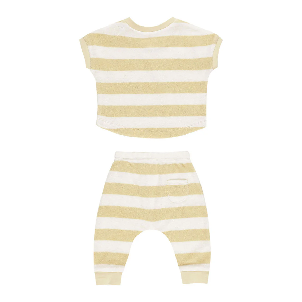 Quincy Mae Yellow Stripe Terry Tee + Pant Set - Image 2
