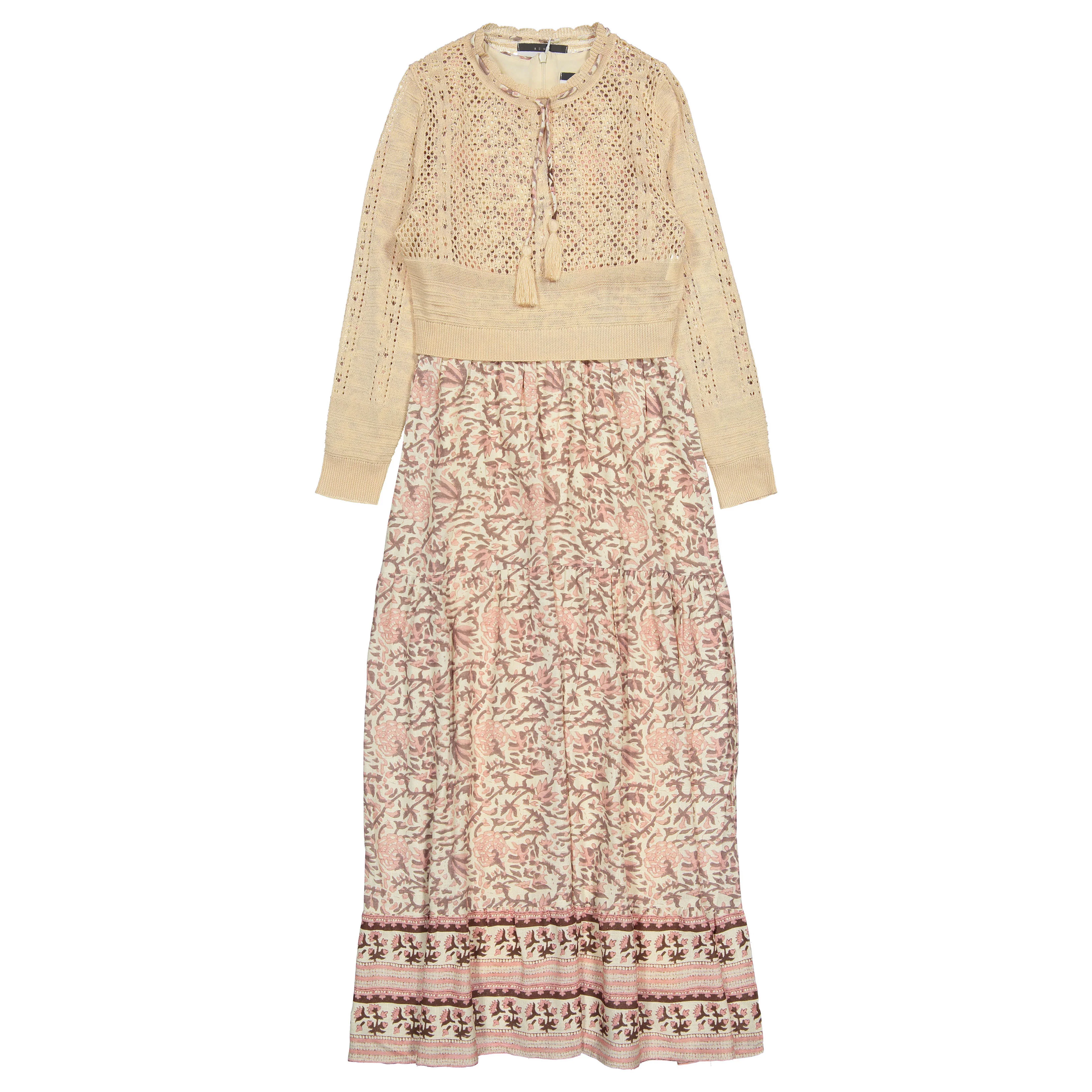 ROWE Apricot Floral Crochet Dress Set