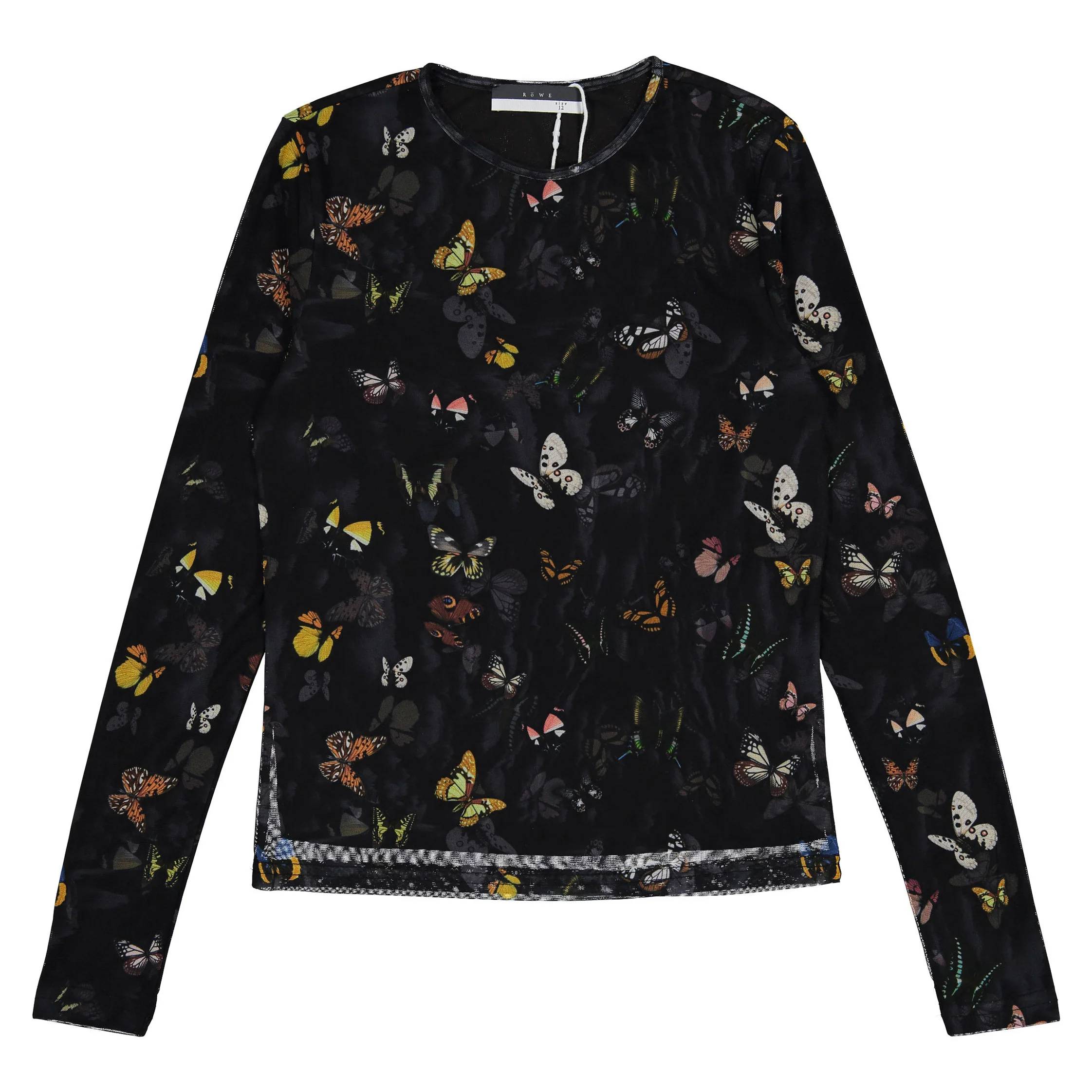ROWE Black Butterfly Mesh Top