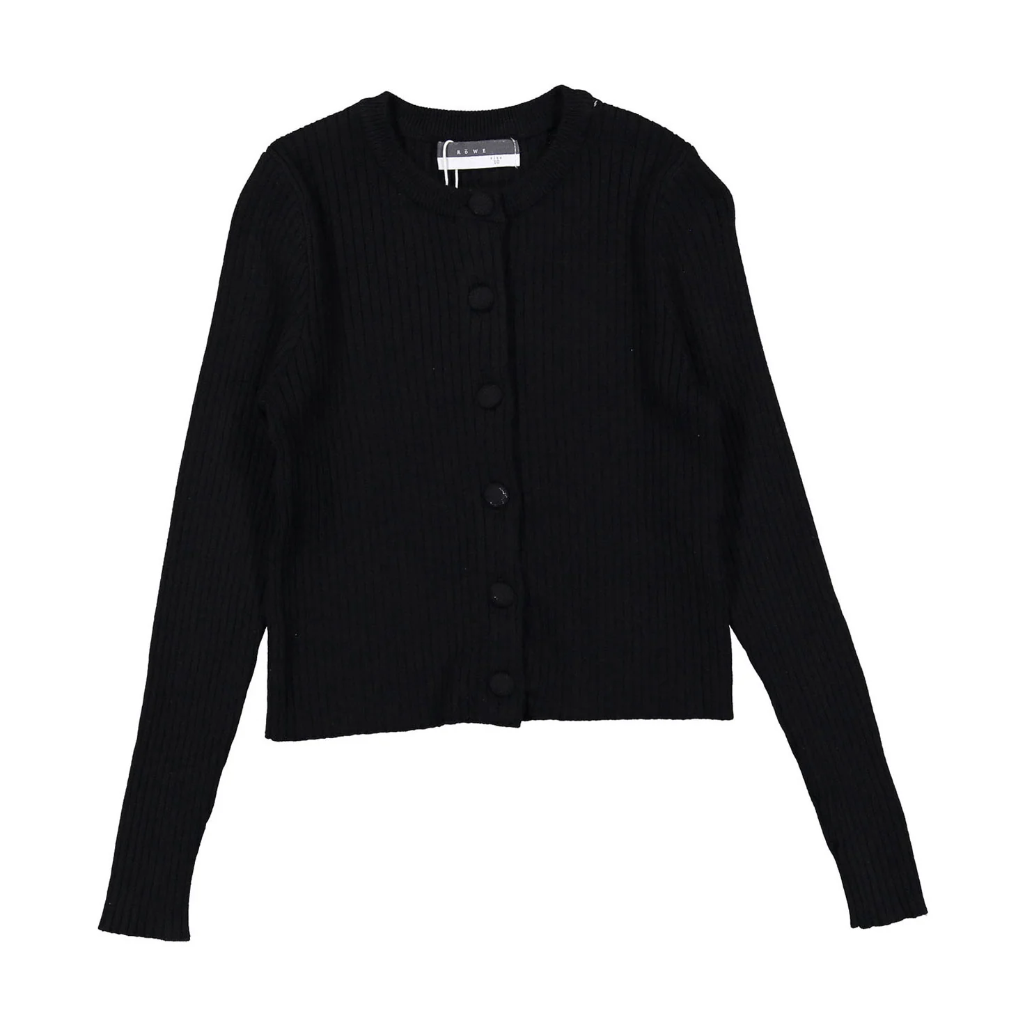 ROWE Black Fitted Ribbed Cardigan