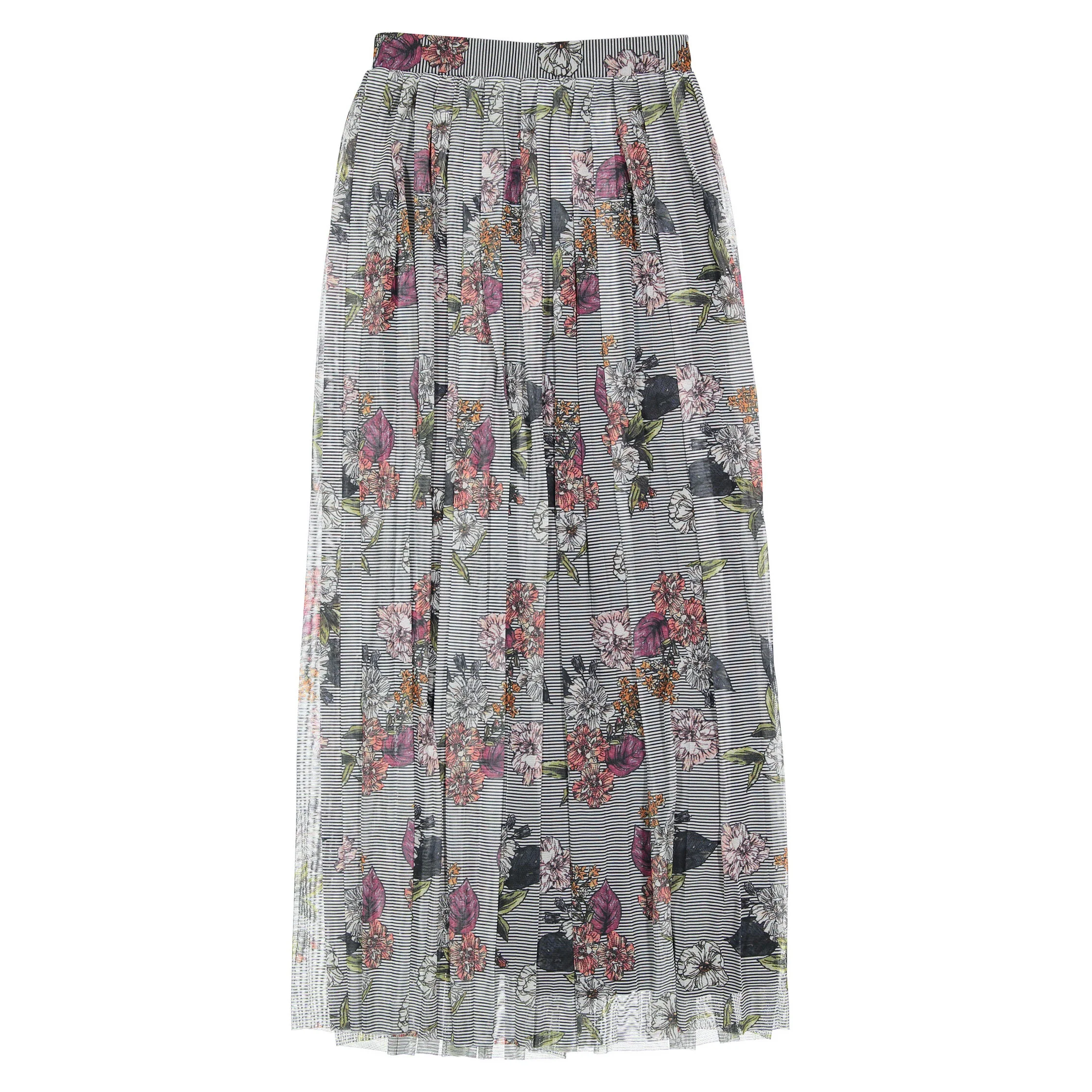 ROWE Black Striped Floral Skirt