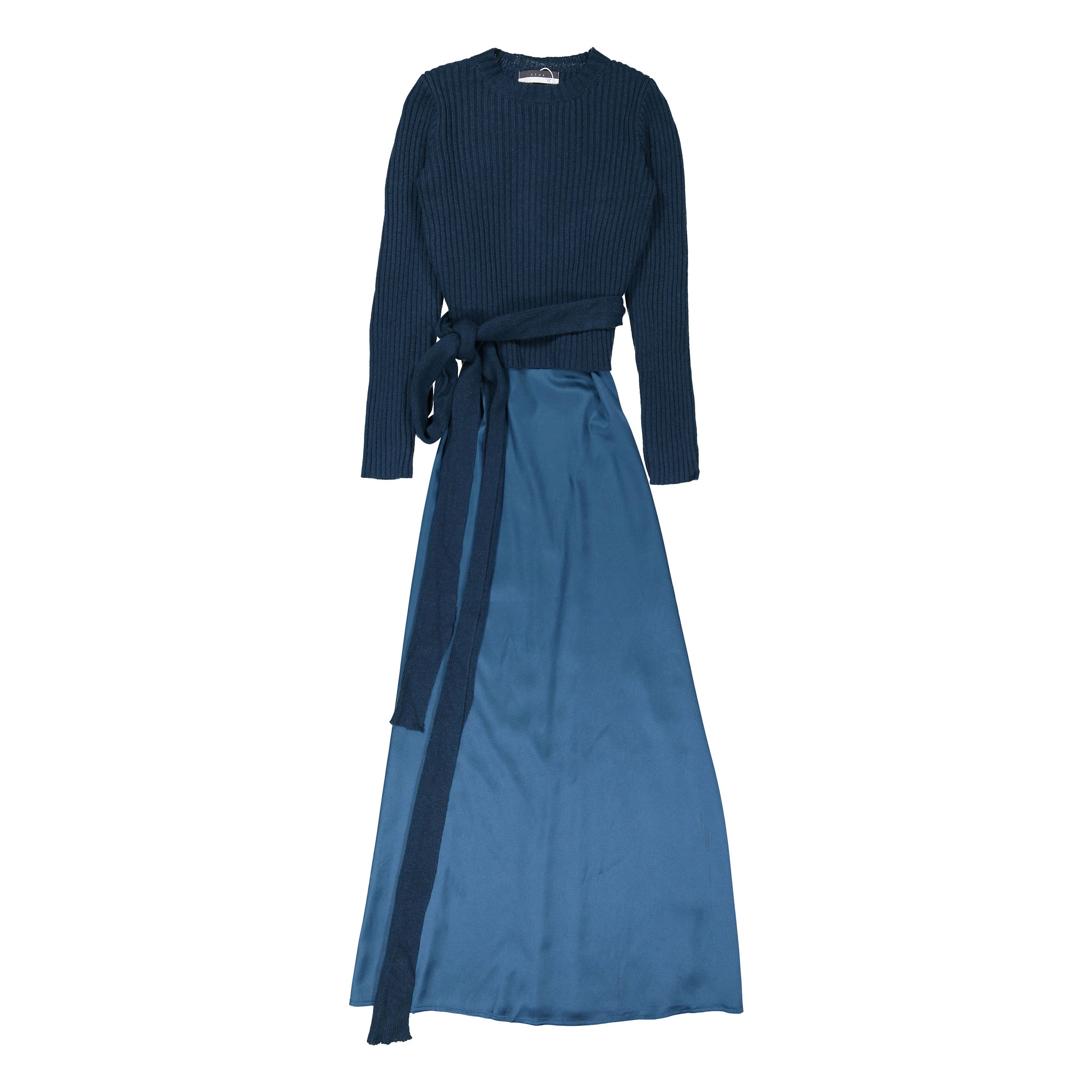 ROWE Blue  Dress with Knit Overlay