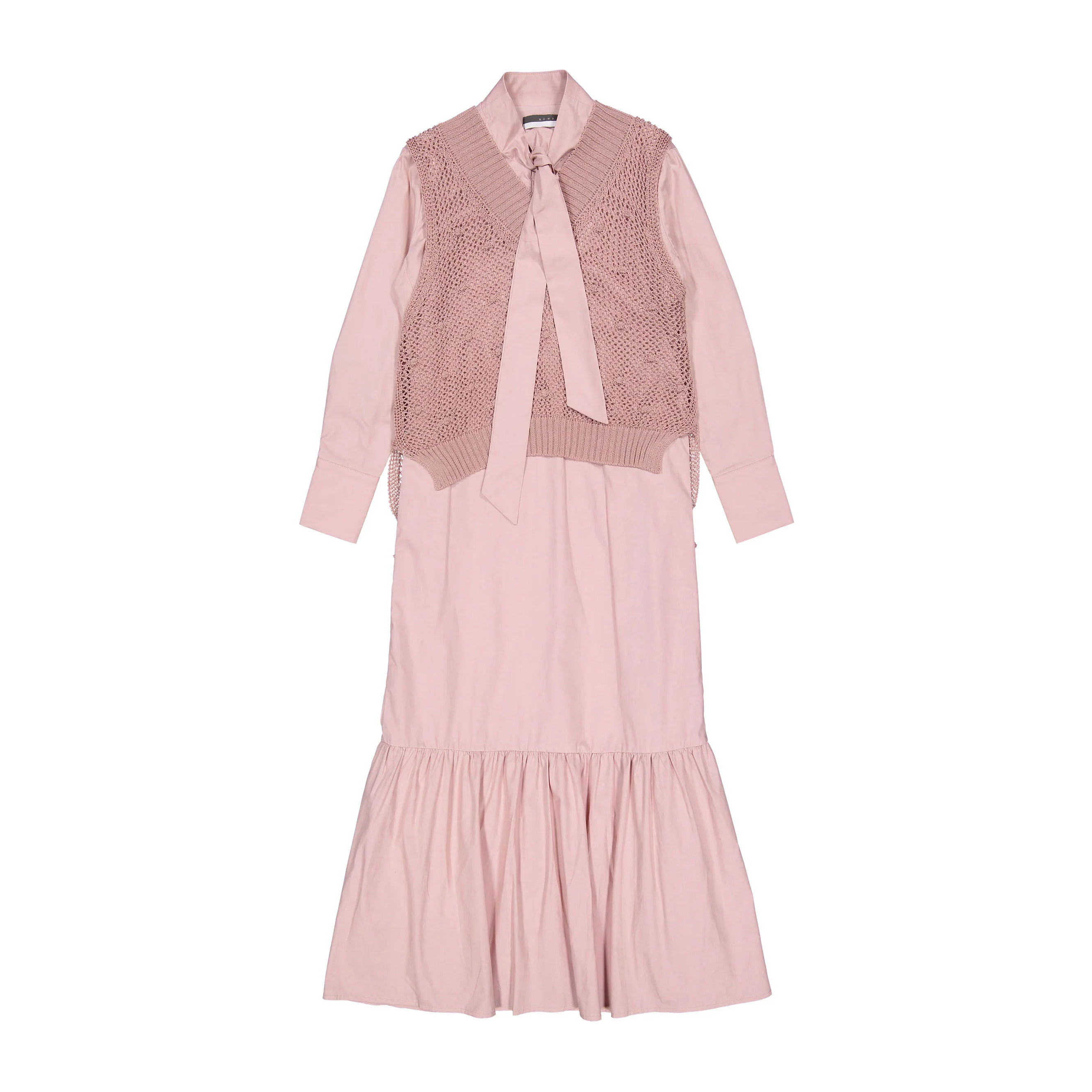 ROWE Pink Knit Vest Overlay Dress