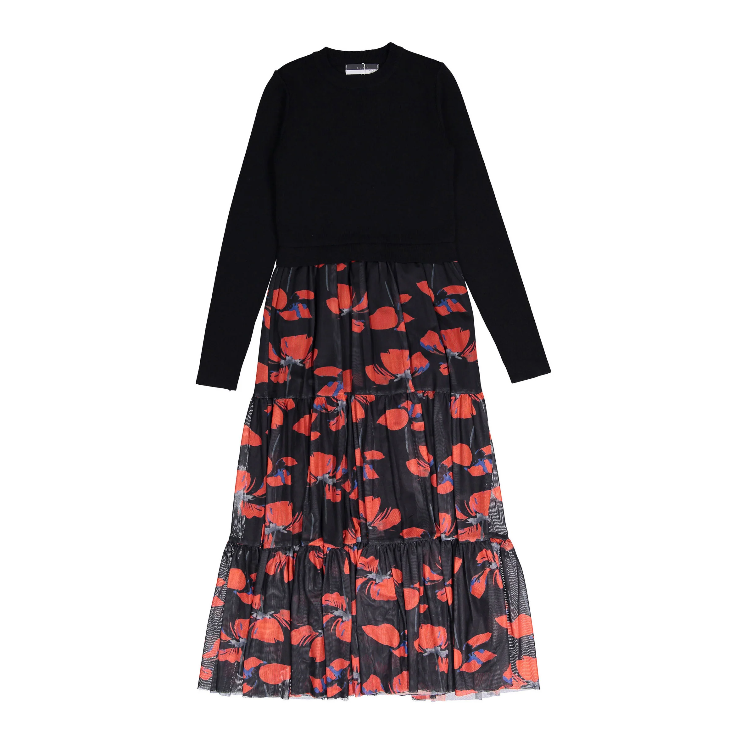 ROWE Knit Top With Printed Mesh Button Dress