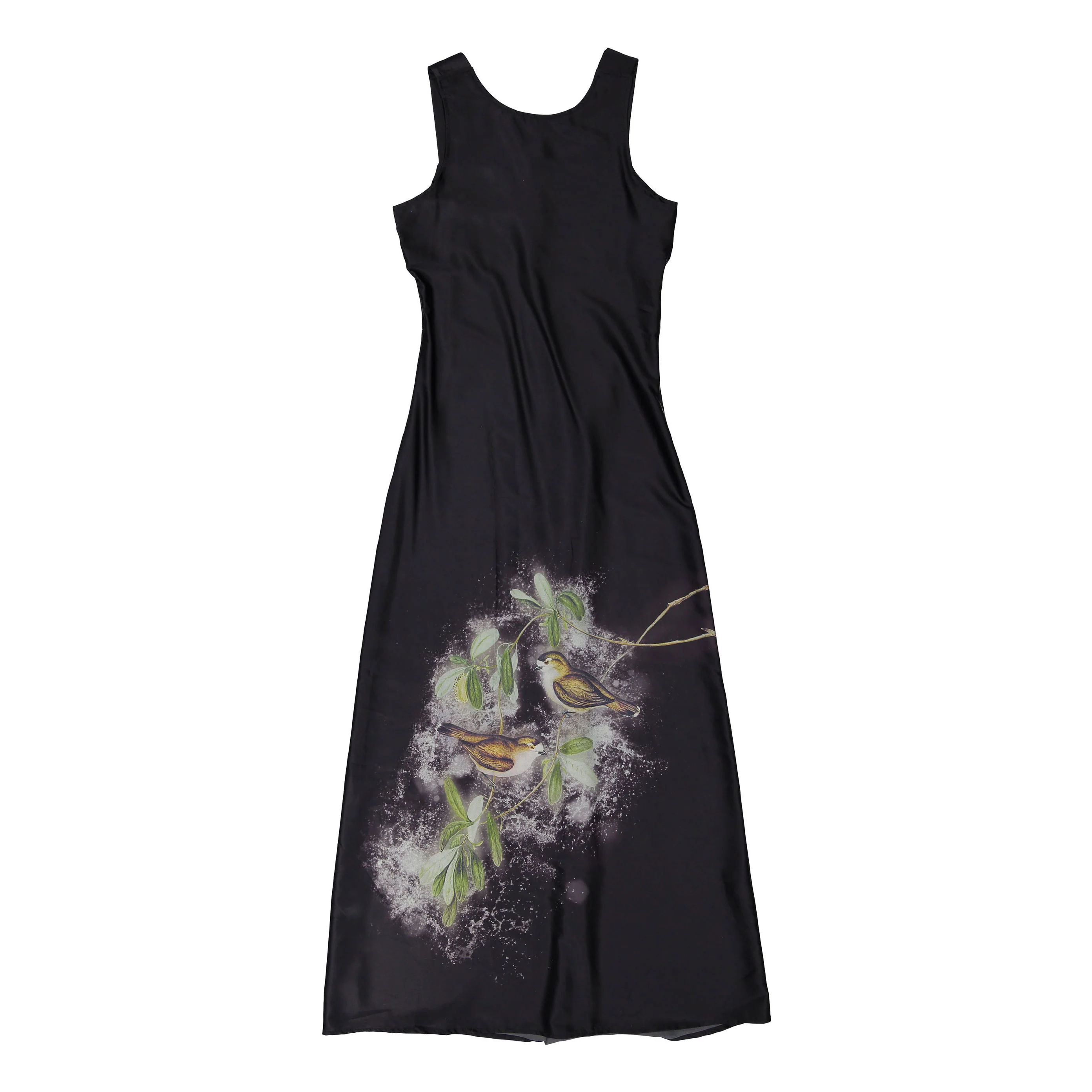 ROWE Black Knit Overlay Bird Printed Slip Dress - Image 2