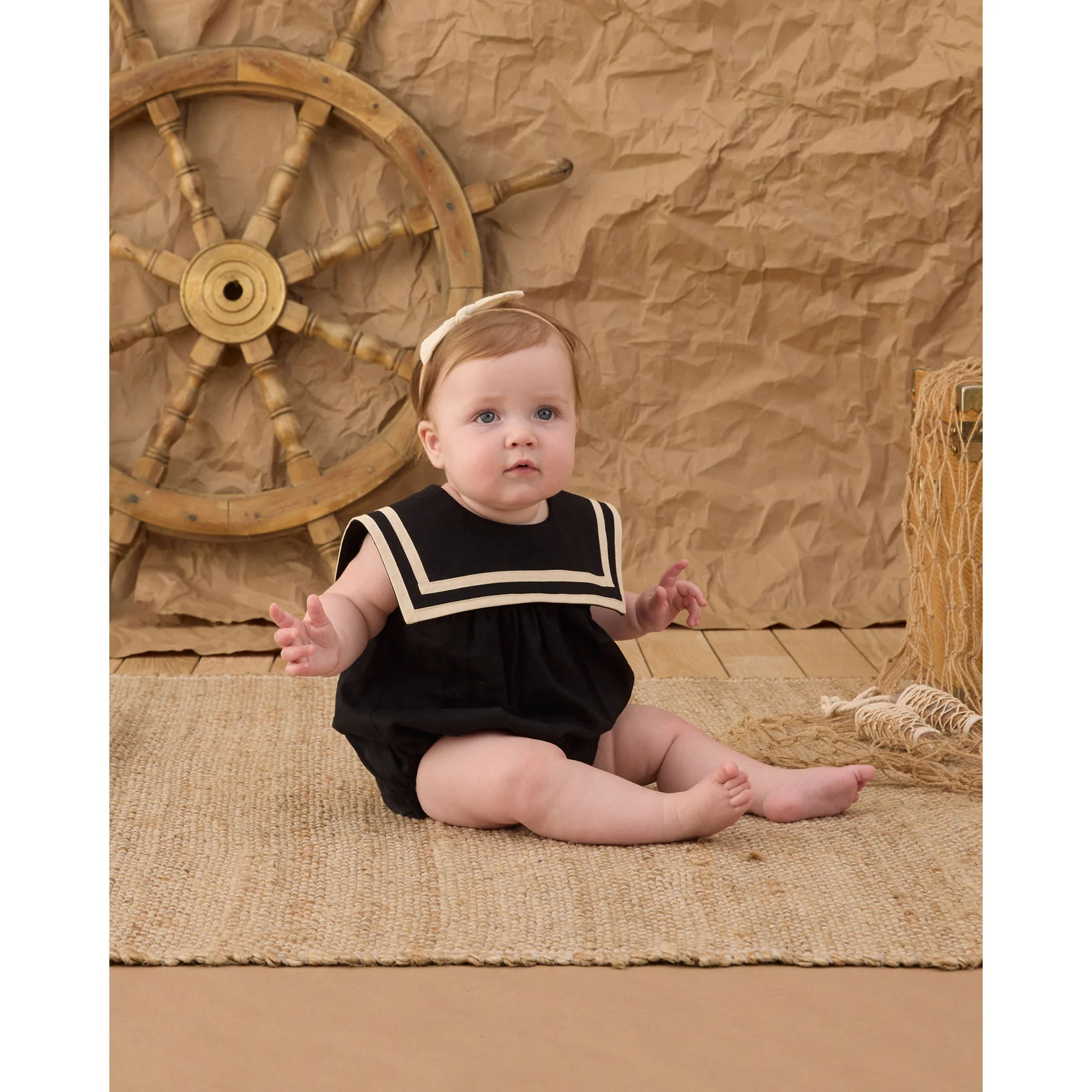 Rylee and Cru Black Sailor Romper - Image 2
