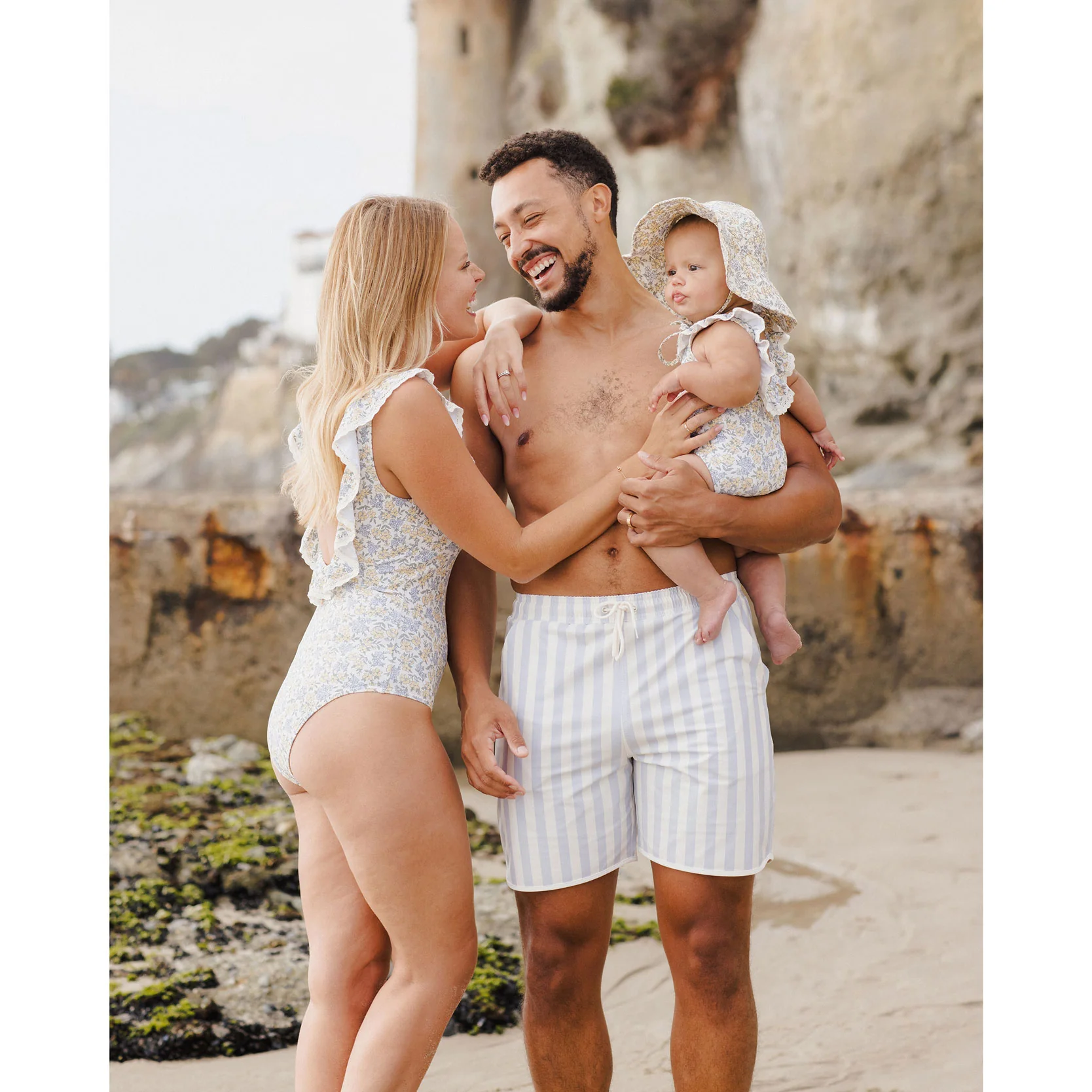 Rylee and Cru Blue Ditsy Floppy Swim Hat - Image 2