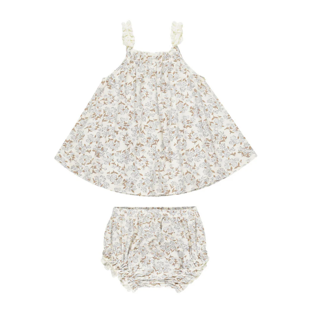 Rylee and Cru Blue Ditsy Swing Top + Bloomer Set