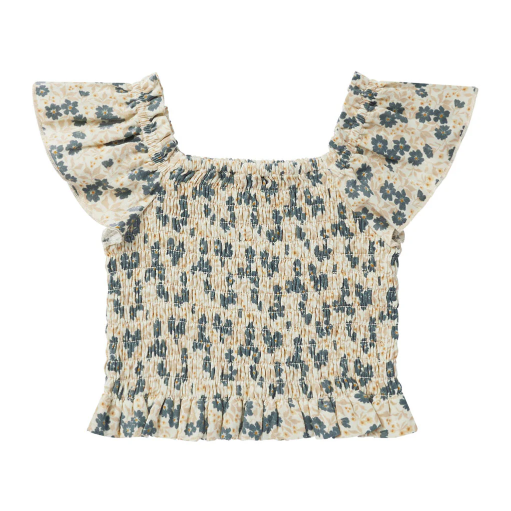 Rylee and Cru Blue Ditsy Zayla Top