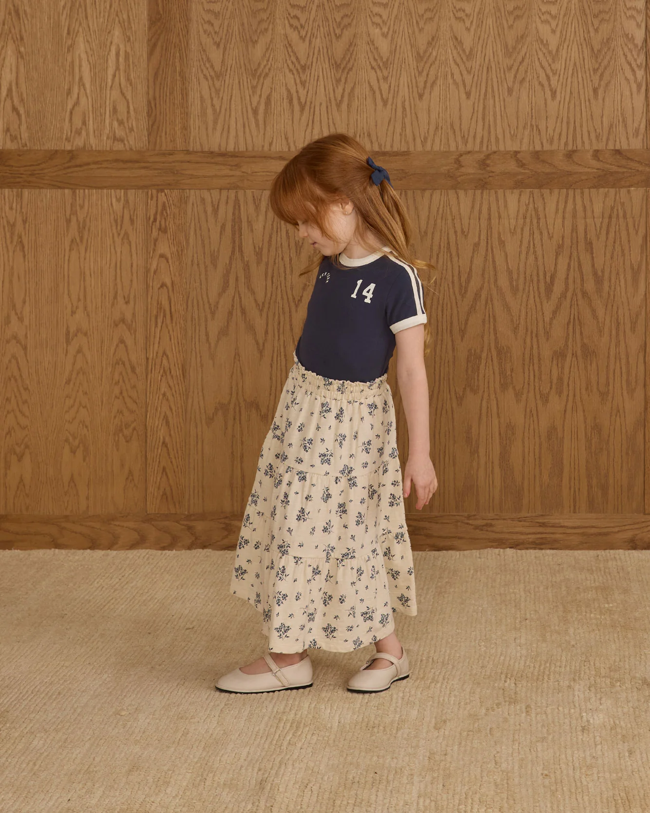 Rylee and Cru Blue Floral Ruffle Tiered Midi Skirt - Image 2