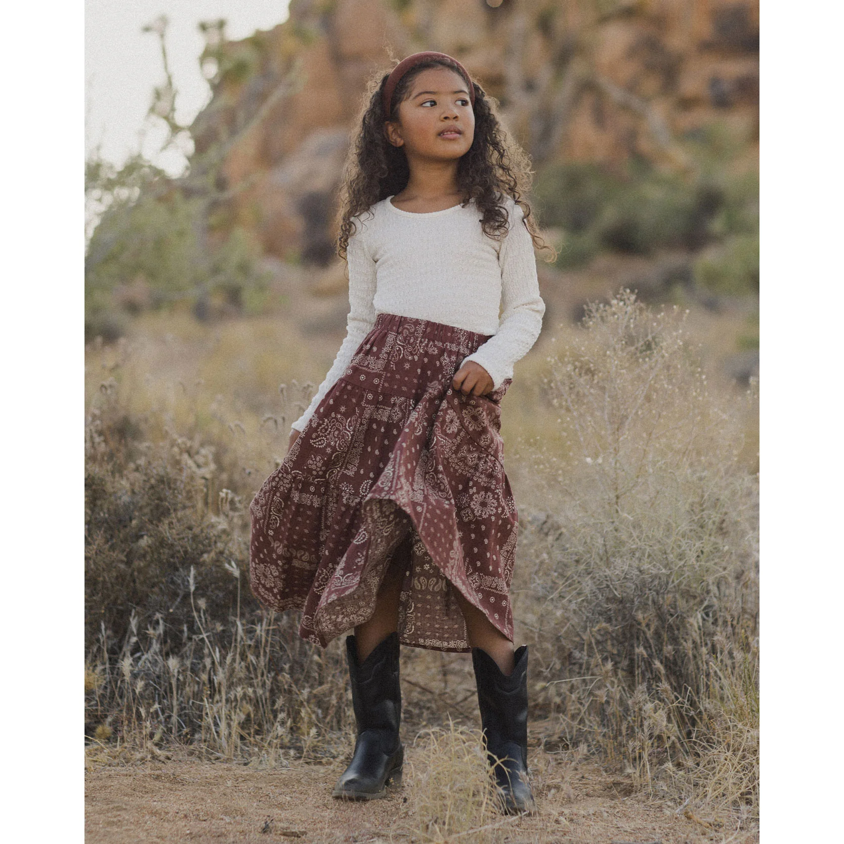 Rylee and Cru Brick Bandana Tiered Midi Skirt - Image 2