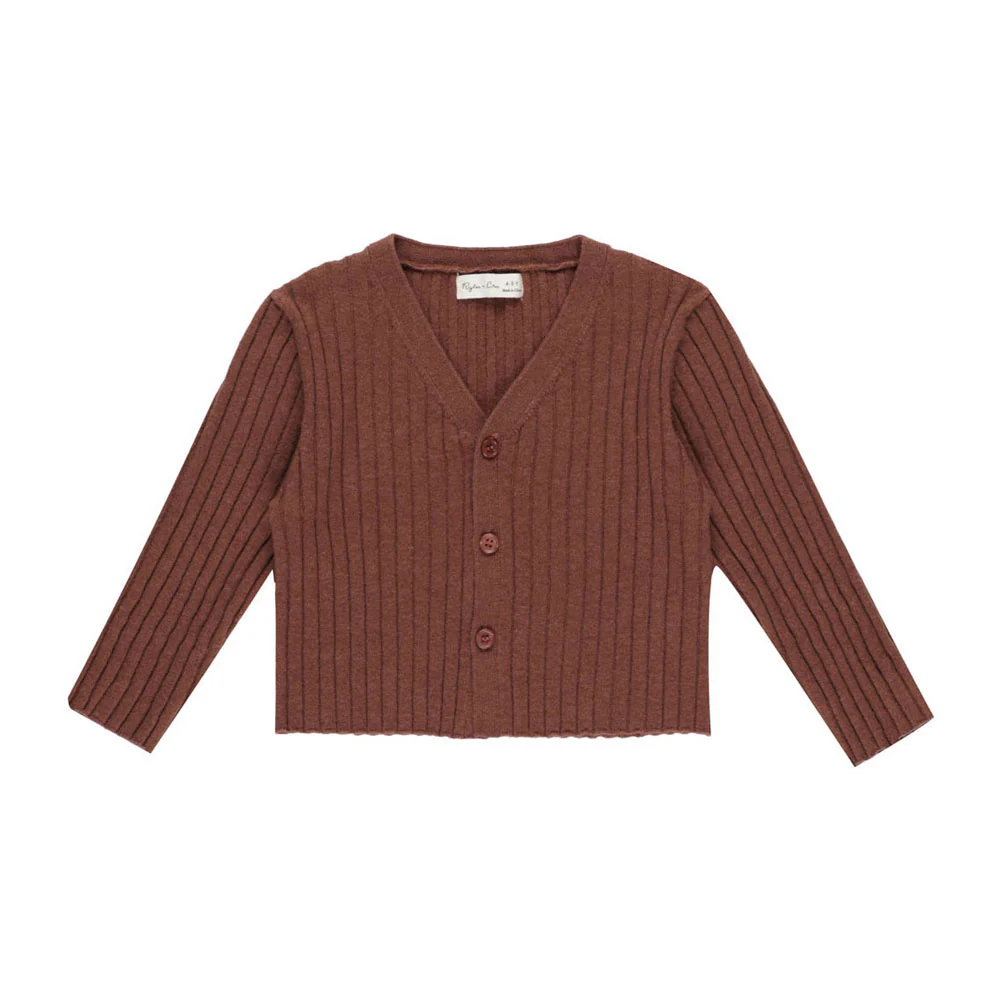 Rylee and Cru Brick Long Sleeve Knit Button Top