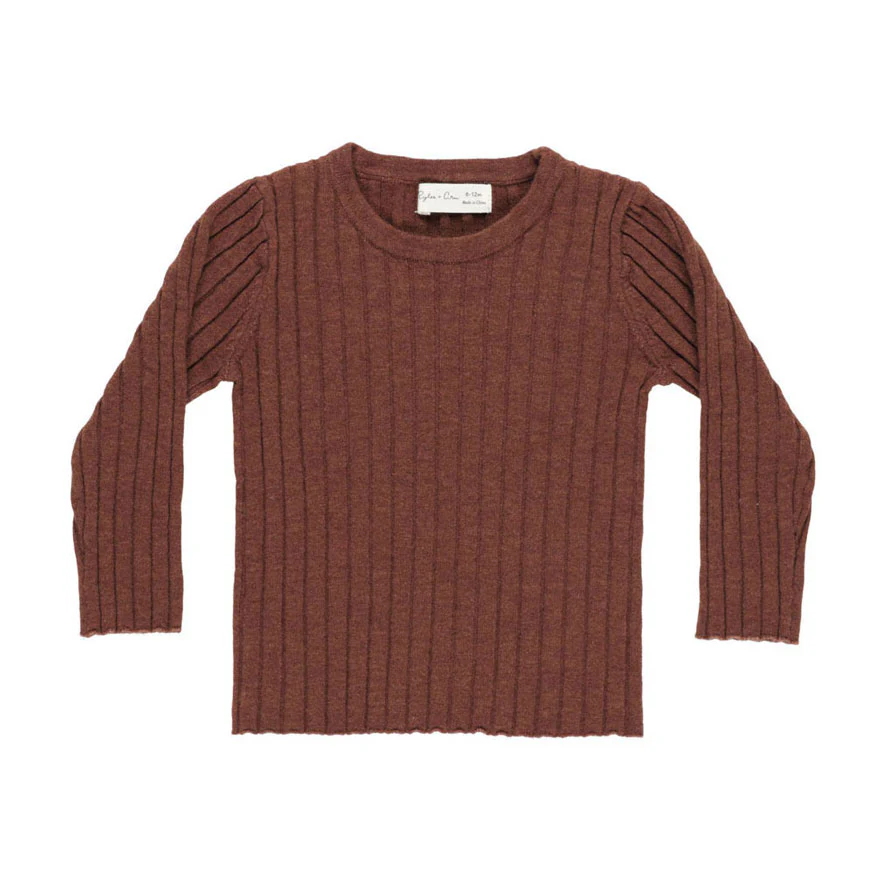 Rylee and Cru Brick Long Sleeve Knit Top