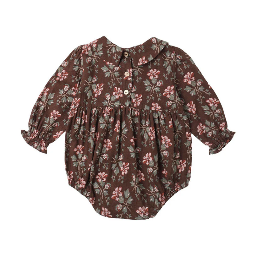 Rylee and Cru Brown Winter Floral Cora Romper - Image 2