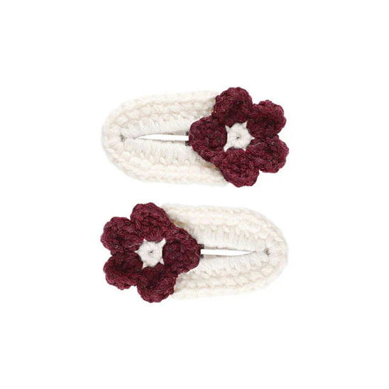 Rylee and Cru Burgundy Crochet Clips