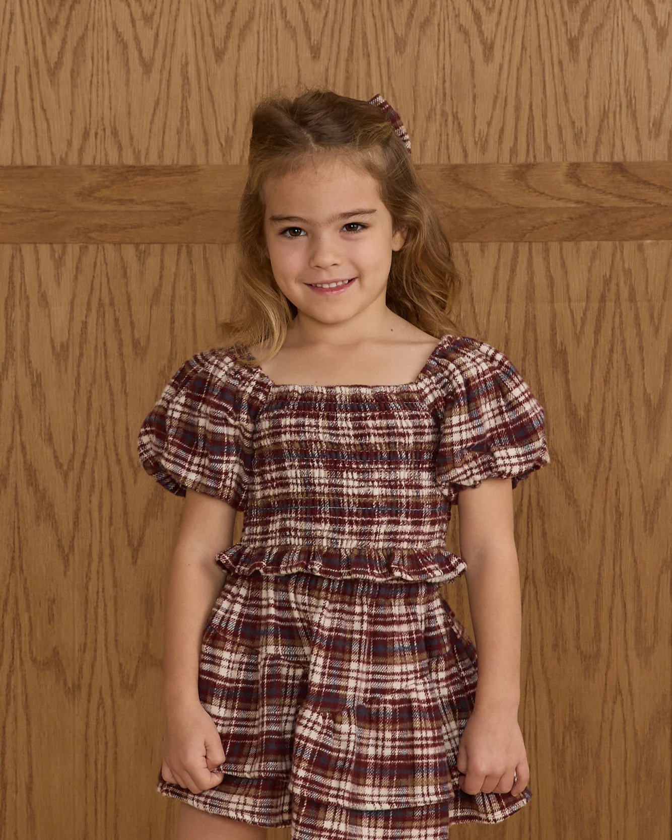Rylee and Cru Burgundy Plaid Tiered Mini Skirt - Image 2