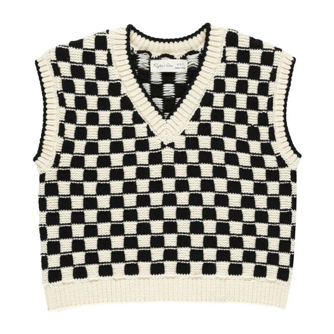 Rylee and Cru Check Sweater  Vest