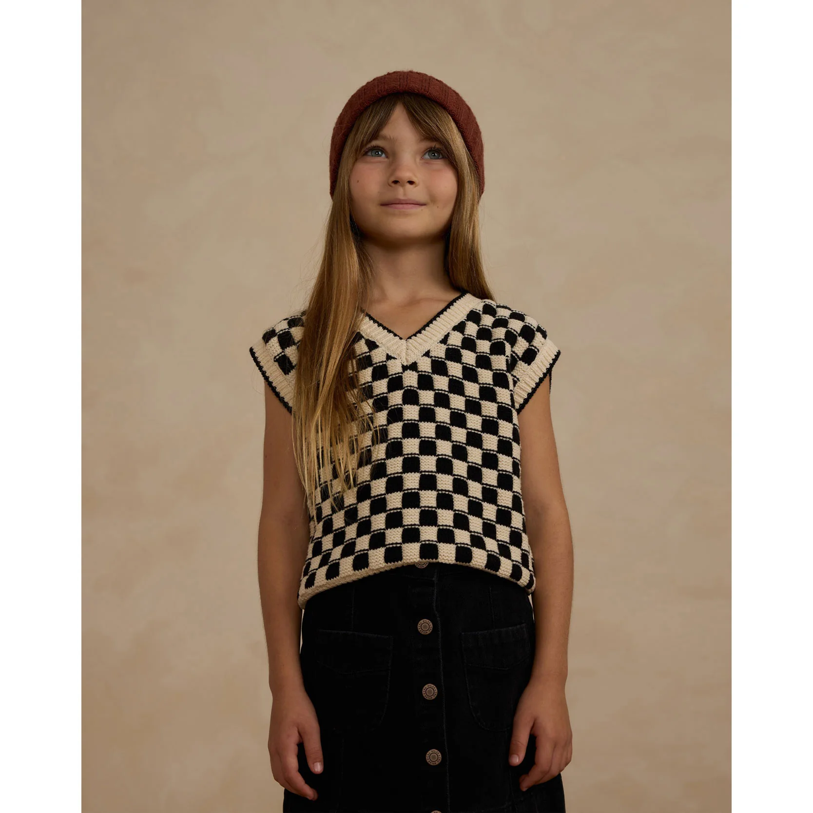 Rylee and Cru Check Sweater  Vest - Image 2