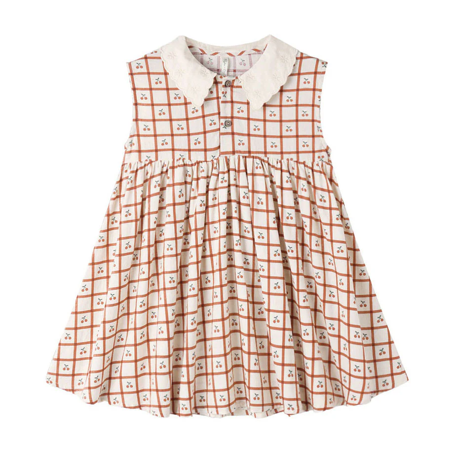 Rylee and Cru Cherry Check Collared Babydoll Dress