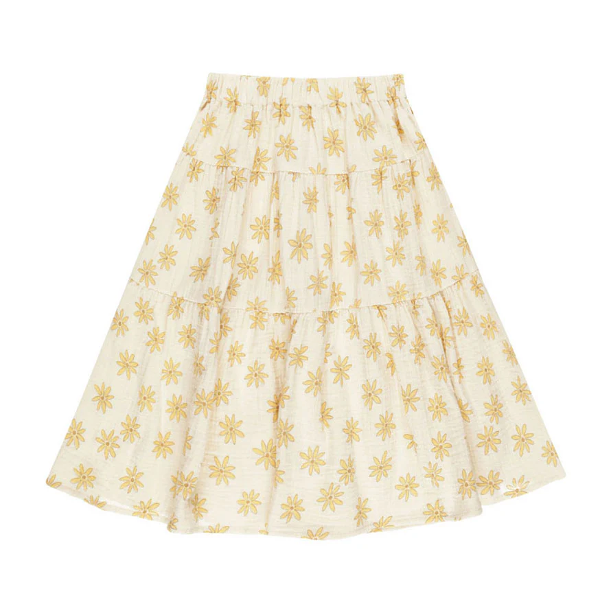 Rylee and Cru Daisies Tiered Midi Skirt