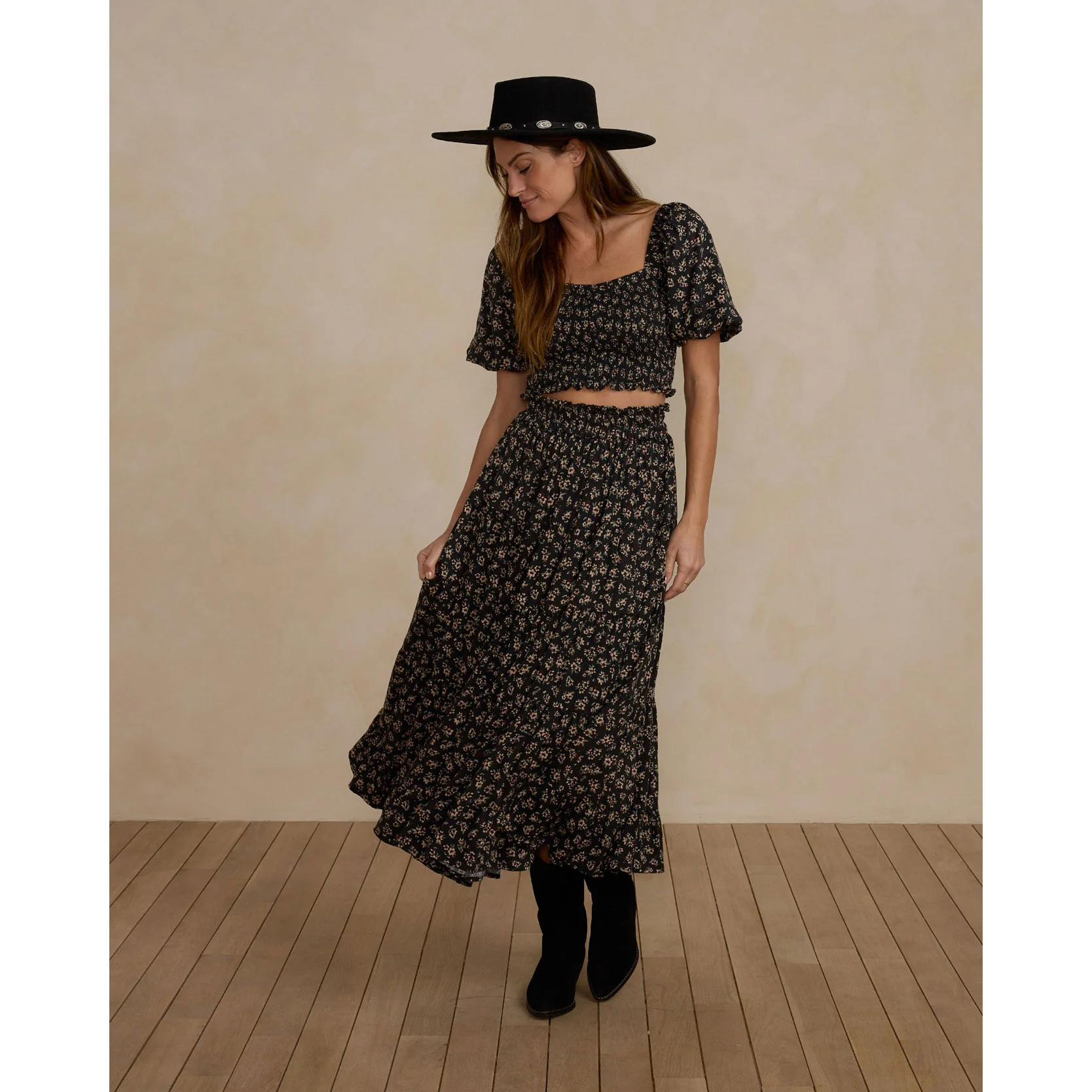 Rylee and Cru Dark Flora Tiered Maxi Women Skirt - Image 2