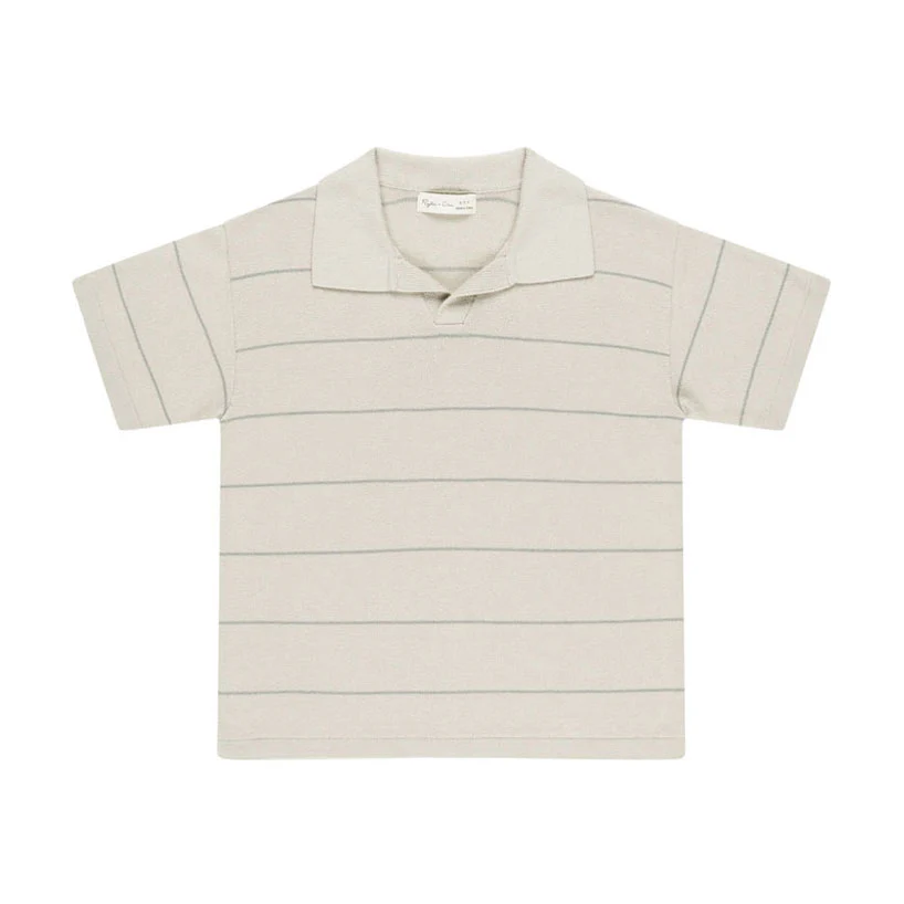 Rylee and Cru Eucalyptus Stripe Chandler Knit Polo