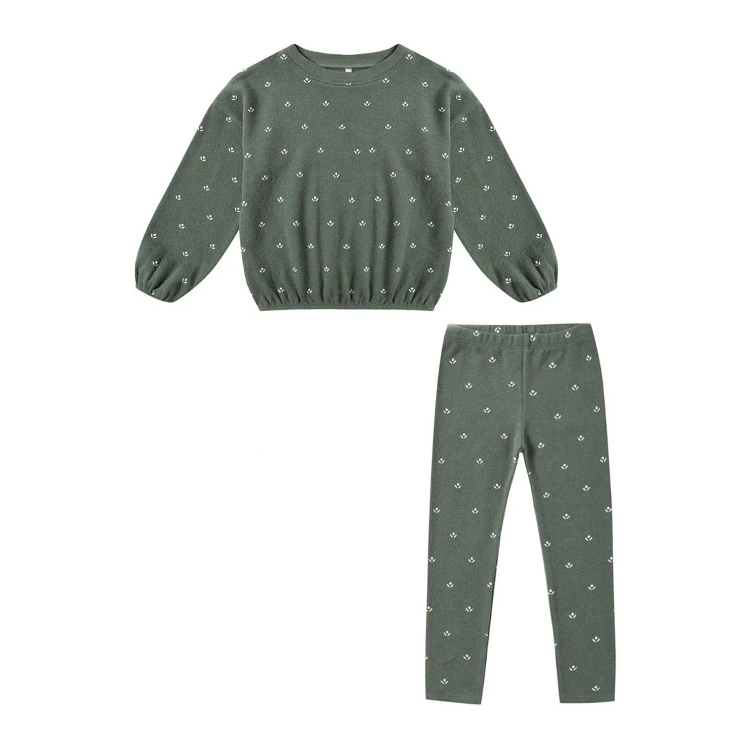 Rylee and Cru Evergreen Ditsy Spongey Knit Set