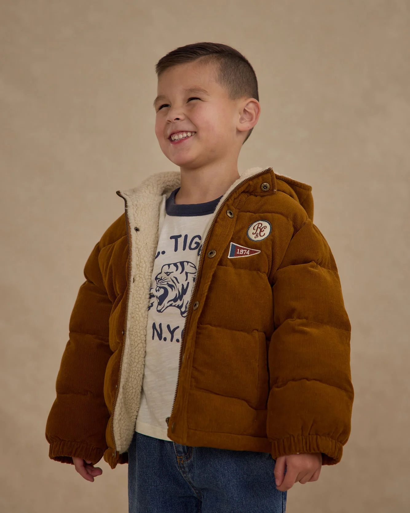 Rylee and Cru Golden Cord Puffer Jacket - Image 3