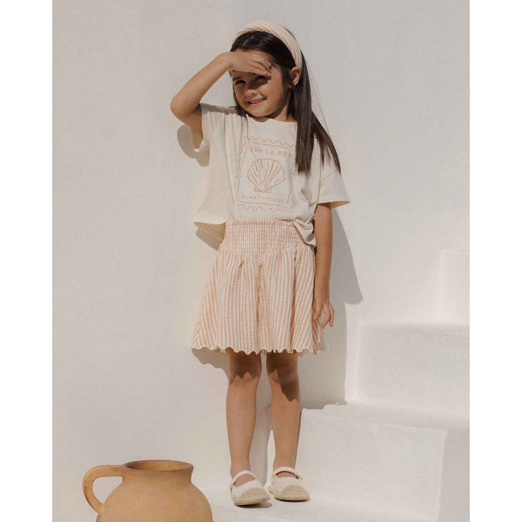 Rylee and Cru Grapefruit Stripe V Mini Skirt - Image 2