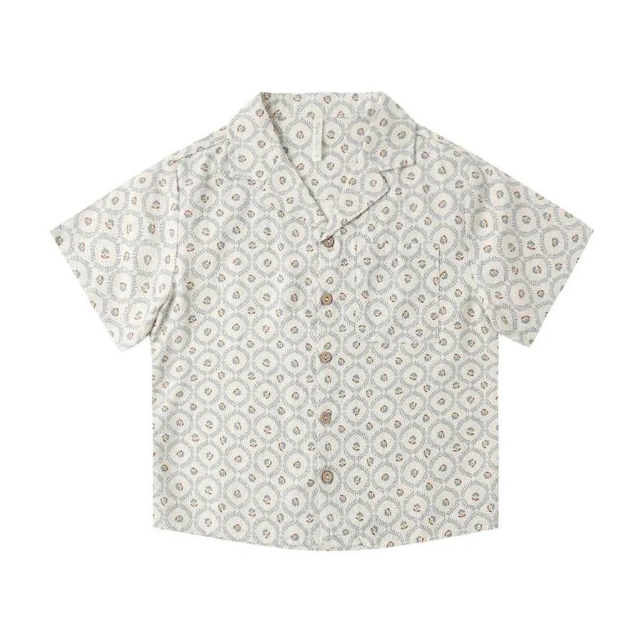 Rylee and Cru  Green Fleur Lapel Collar Shirt