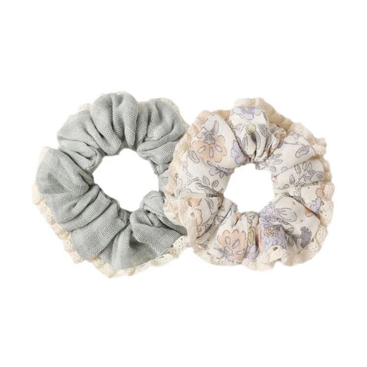 Rylee and Cru  Green Gingham, Bloom Scrunchie Set