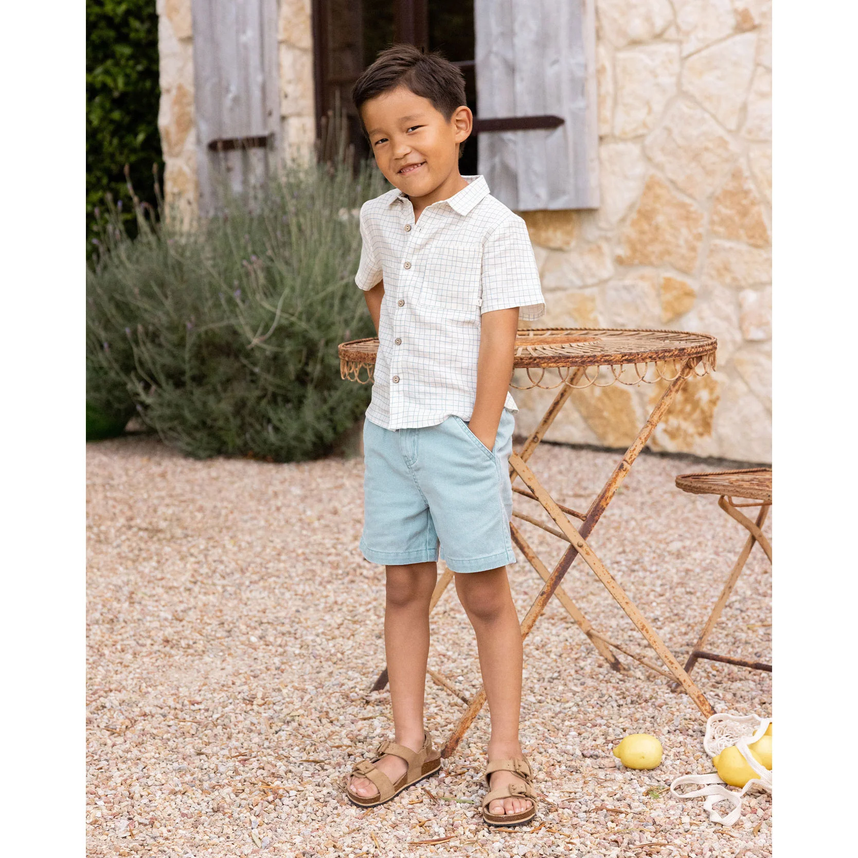 Rylee and Cru Grid Collared Short Sleeve Shirt - Image 2